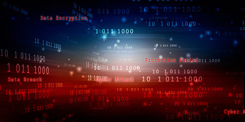 2d illustration abstract digital binary data on computer screen