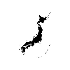 Wall Mural - japan map vector, isolated on white background. black map template, flat earth. simplified, generali
