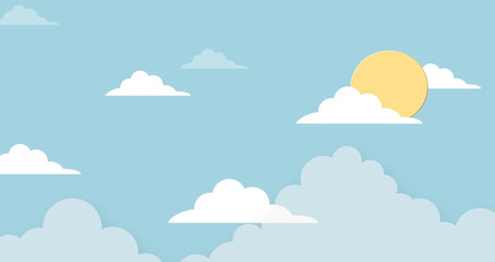 Wall Mural - abstract kawaii colorful clear blue sky with sun background. soft gradient pastel cartoon graphics. 