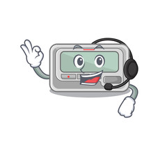 Sticker - With headphone pager cartoon isolated with the character