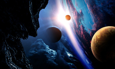 Aufkleber - Abstract planets and space background