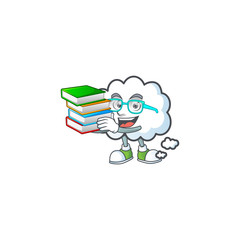 Sticker - Student with book cloud bubble on a white background.