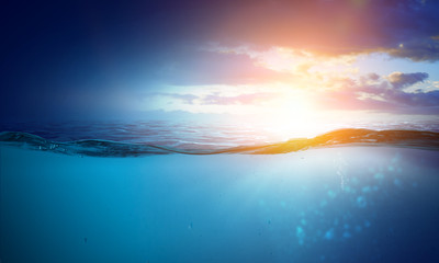 Water with air bubbles in sunlight