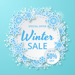 Wall Mural - Winter sale banner design. Vector illustration