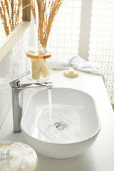 Sticker - Stylish white sink in modern bathroom interior