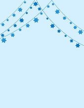 Blue Jewish Background With Jewish Star Bunting Decoration