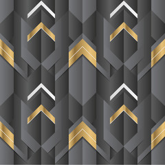 Wall Mural - Abstract geometric decor stripes black and gold element 08