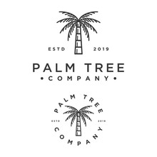 Hipster Style Palm Tree Vector Logo