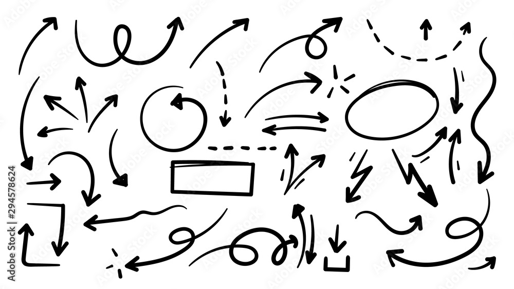 Hand drawn arrow mark icons vector - obrazy, fototapety, plakaty 