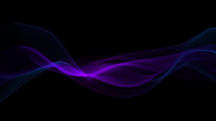 Wall Mural - Digital particles wave flow abstract motion technology background concept