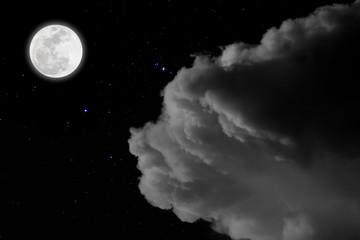 Wall Mural - full moon with starry and clouds background. romantic night.