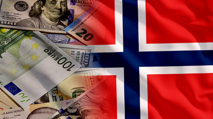 Wall Mural - Waving Money and Norway Flag