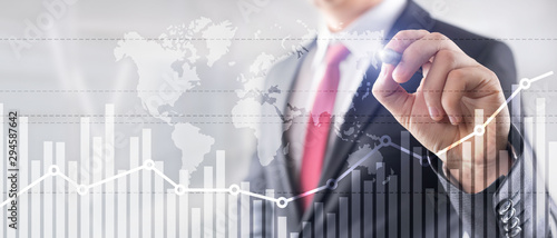 Fotografía Business finance growth graph chart analysing diagram trading and forex exchange