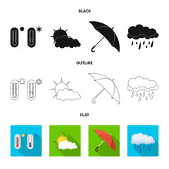 Wall Mural - Vector design of weather and climate symbol. Set of weather and cloud stock vector illustration.