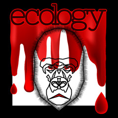 Poster gorilla and bloody ecology in a black frame. Part two