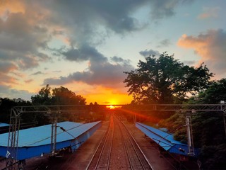 Sunset view from the railway track 