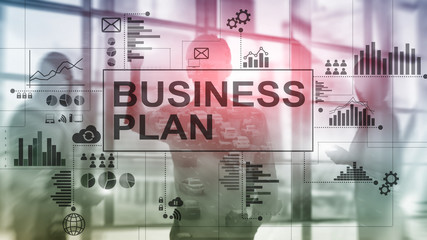 Wall Mural - Double exposure Business plan and strategy concept.