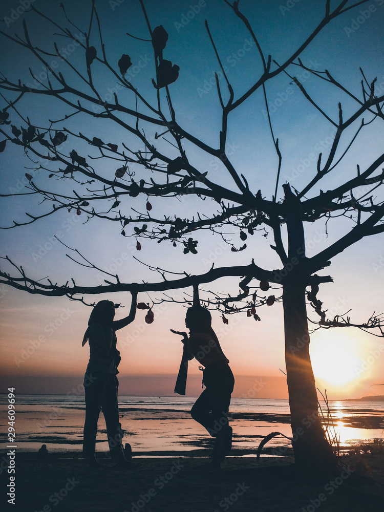 Two Best Friends In Sunset Sunset Best Friends