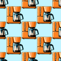 Sticker - Pattern with coffee machines