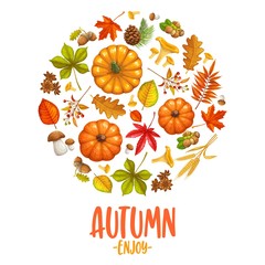 Wall Mural - Fall banner with autumn leaves