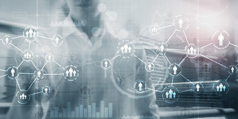 Wall Mural - Icon of people with network connections. Social media concept.