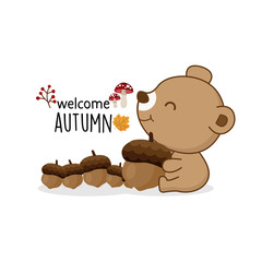 Wall Mural - Welcome autumn with wild animal.