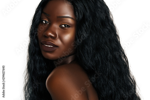 Young African Women Portrait Beautiful Fashion Model With Wavy