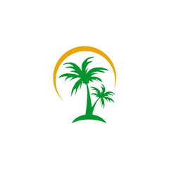 Sticker - Coconut tree icon logo design vector template