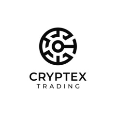 Creative C initial logo with crypto aspect, CT logo initial .vector