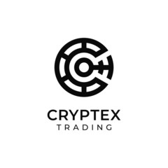 Creative C initial logo with crypto aspect, CT logo initial .vector