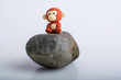 Monkey rubber toys, cute animal shaped rubber doll isolated in white background.