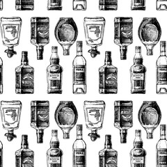 Poster - Pattern with bottles of alcohol.