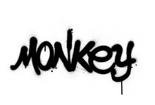 Graffiti Monkey Word Sprayed In Black Over White