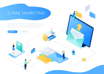Wall Mural - Email marketing - modern colorful isometric web banner