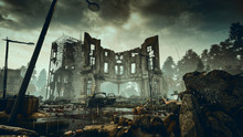 Ruins Of A City. Apocalyptic Landscape