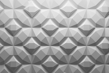 Wall Mural - White clean delicate beautiful pattern made of structured geometric shapes. 3d illustration.