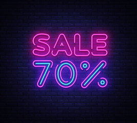 Wall Mural - Sale neon sign vector. Big Sale Design template neon sign, light banner, nightly bright advertising, light inscription. Vector illustration