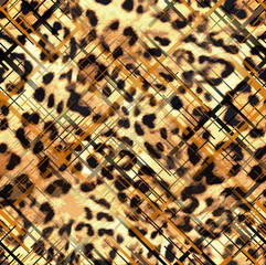 Wall Mural - Leopard skin print pattern colored design plaid pattern