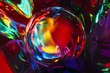 © Liliya Rodnikova/Stocksy - Abstract shot of glass ball on colorful holographic backdrop