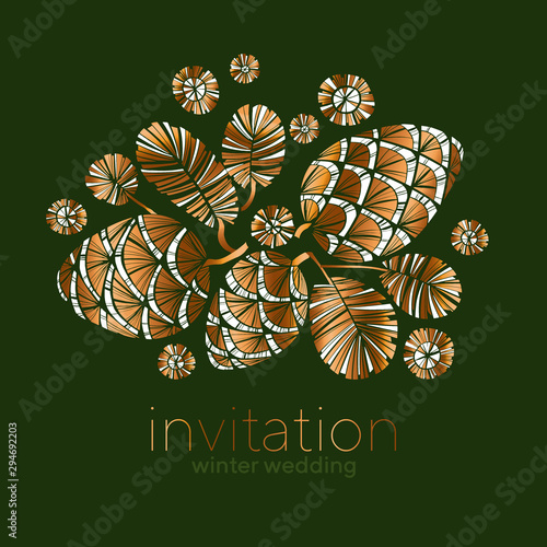 Decorative xmas golden pine...