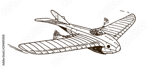 Tela Historical study of a futuristic two-engine monoplane aircraft