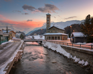 Fototapete - Sunrise in St Moritz, Switzerland