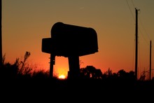 Kansas Country Sunset With A Rural Mailbox Silhouette