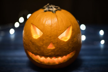 Halloween carved pumpkin, jack-o-lantern