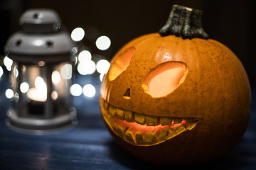 Halloween carved pumpkin, jack-o-lantern