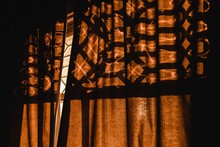 Golden Hour Illuminates Interior Window In Old House