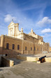 Side view of the Cathedral of the Assumption in the Cittadella of Victoria in Gozo, Malta