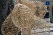 Traditional fishing nets drying in marina in Gozo, Malta