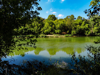 Looking toward an island in the Colorado River at Hornsby Bend in mid-October 2019