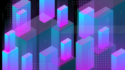 Wall Mural - modern abstract background with isometric element lines and beams. the background can be used for la